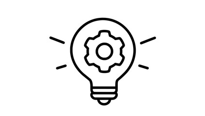 Premium quality graphic design is embodied in the innovation icon, which consists of a light bulb and cog, set against a clean white background with a modern illustration style