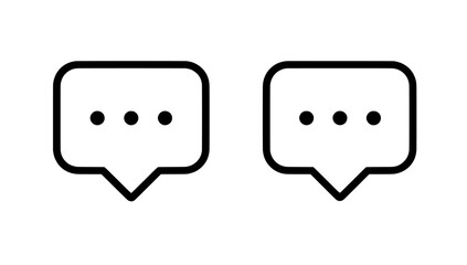 Modern illustrations on a white background make up this logo template, which includes a set of chat and speech bubble icons for multiple uses