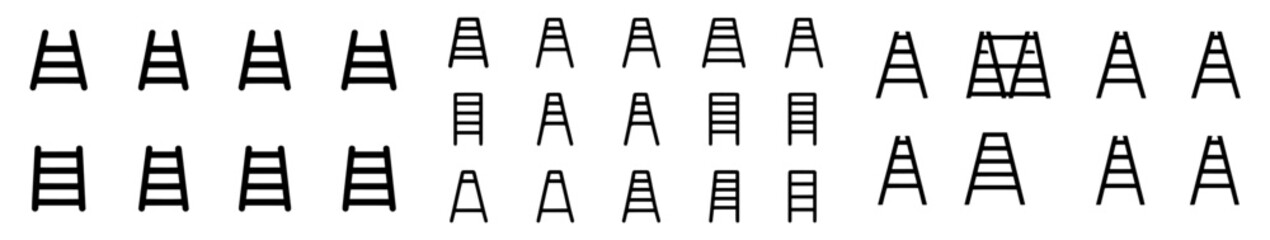 A modern icon set featuring a ladder is presented in modern illustration form on a white background