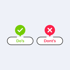 Green circle with a checkmark and the word dos and a red circle with an x and the word donts.