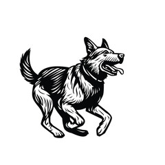 A dog is running line art