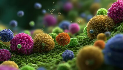 Obraz premium Colorful spherical forms microscopic abstract