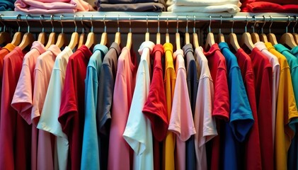 Clearance sale rack overflowing with discounted clothes and accessories , savings, sale