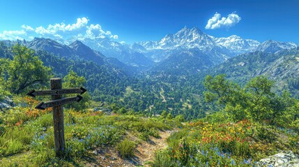Majestic Mountain Vista, Breathtaking Panorama of Alpine Scenery