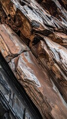 Textured rock formations display layers of earthy tones, showcasing nature's artistry and geological history