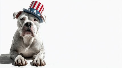 Patriotic Pup: An adorable pup sporting an American flag-themed hat, embodying the spirit of the nation. Its adorable demeanor evokes a sense of pride and celebration.