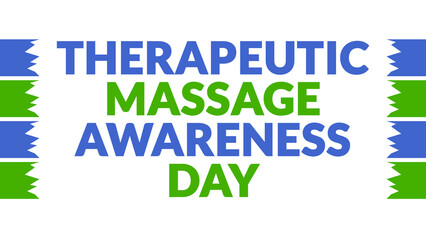Therapeutic Massage Awareness Day text with side lines on a White background.