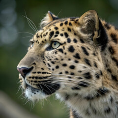 Fototapeta premium amur leopard face close up front