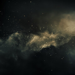 Dust particles floating in air, cinematic style on dark background
