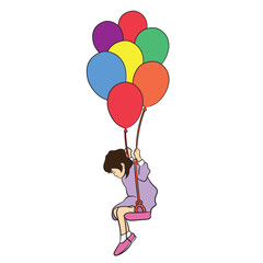 Child Alone with Balloon Vector