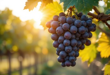 Fototapeta premium Big bunch of grapes in the vineyard