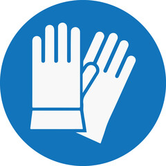 ISO mandatory safety sign, wear safety gloves, blue circular icon