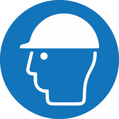 ISO mandatory safety sign, wear hard hat, blue circular icon