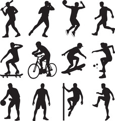 Obraz premium Sports Silhouette SVG Bundle – Athletic Clipart for Cricut, T-Shirts, and Workout Designs