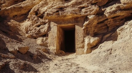 Ancient Egyptian Tomb Entrance in the Desert