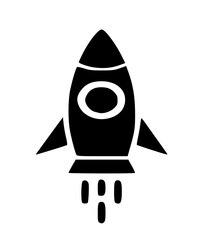 Futuristic Rocket Silhouette — Isolated Spacecraft Illustration Representing Innovation, Exploration, and Technology in a Modern Cosmic Design