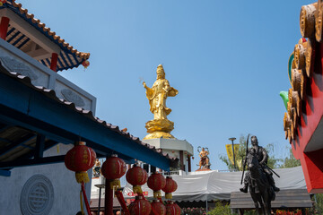 Guanyin Statue at Vihara Ariya Guan Yu Shrine in Thailand, is a historic shrine of Lord Guan, Martial God of Loyalty and Righteousness in Chinese beliefs