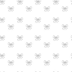Seamless vector pattern featuring hand-drawn bow in a minimalist black line art style. Elegant and repetitive design perfect for gift wrapping paper, fabric prints, holiday decorations, scrapbooking
