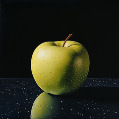 apple on black background