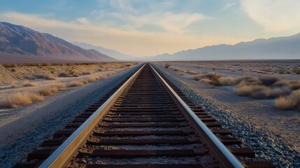 Fototapeta premium Desert Railroad Journey: Endless Horizons