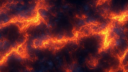 Abstract Fiery Nebula: A Digital Inferno of Orange and Dark Hues