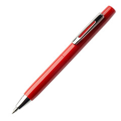 Red pen isolated on white, transparent. Office and school stationery [Transparent Background PNG].
