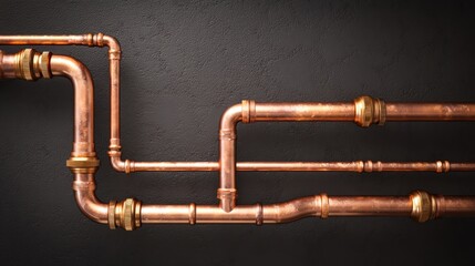 Fototapeta premium Copper Pipes Network: Industrial Plumbing System