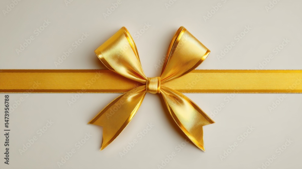 Poster minimal golden ribbon on pale background creating a perfect center for a heartfelt message, suitable