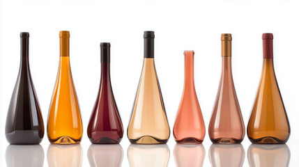 Elegant row of wine bottles with amber and red reflections, a sophisticated still life of refined taste.