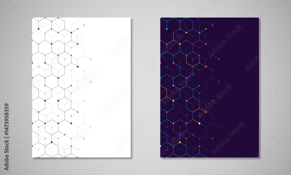 Poster abstract geometric background with hexagons shape pattern for a business brochure or cover book, pag