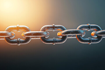 Obraz premium Metal Chain Links with Closeup.