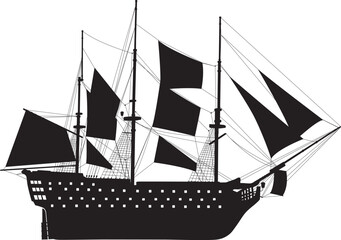 Sailing ship detailed vector silhouette. EPS 8
