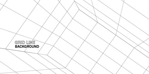 Empty futuristic digital box room white background with black grid space line color surface. Network cyber technology. banner, cover, terrain, sci-fi, wireframe, and related to background.