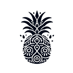 Silhouette Pineapple Logo With Decorative Vector Lines