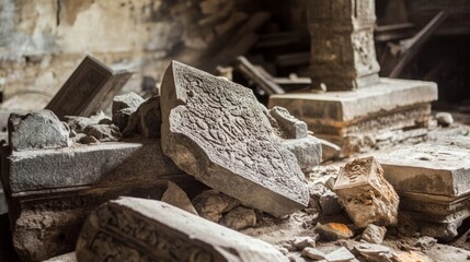Ruined Ancient Stone Carvings