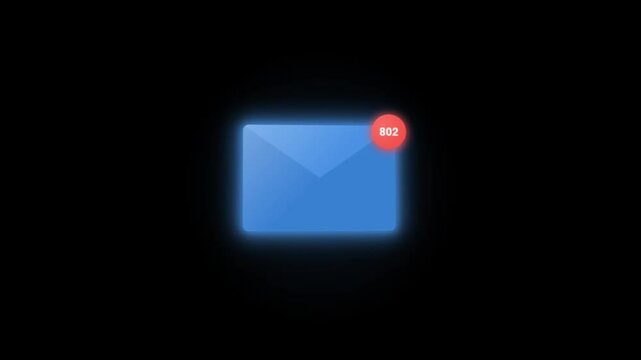 Advanced Email Notification Icon With Counting Incoming Emails Motion Graphics Animation