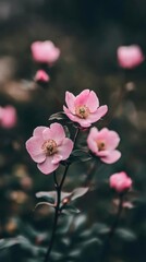 Obraz premium Pink Flowers Bloom with Delicate Beauty and Serene Garden Concept Theme