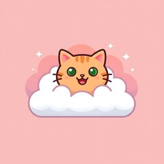 Obraz premium Smiling Orange Cat on Pink Cloud