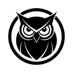 scowling owl eyes mascot logo circle shape