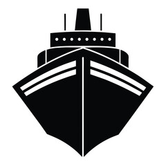 Silhouette Vector of Passenger Ship with Multiple Decks and Lifeboats for Marine Transportation and Travel Concepts