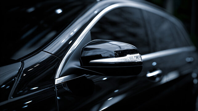 Car side mirror detail, conclude up of the fomite exterior jactitation sleek mirror design.