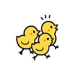 vector illustration of a chicken with chicks feeding