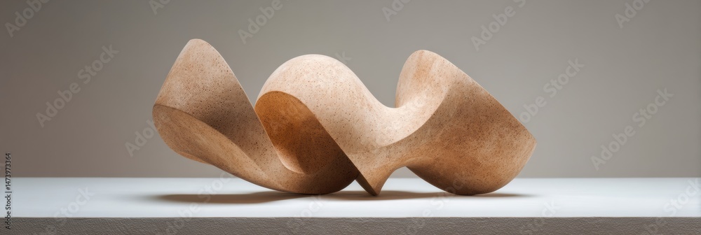 Poster abstract muscular form sculpture positioned on a minimalist surface showcasing fluid lines and organ