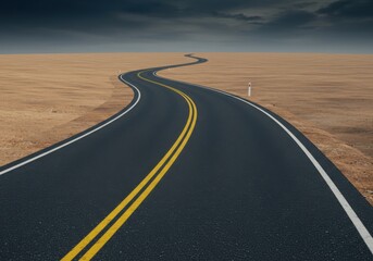 Naklejka premium Winding road through a desert landscape on transparent background