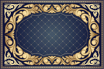 Golden ornate decorative artistic vintage blank frame design