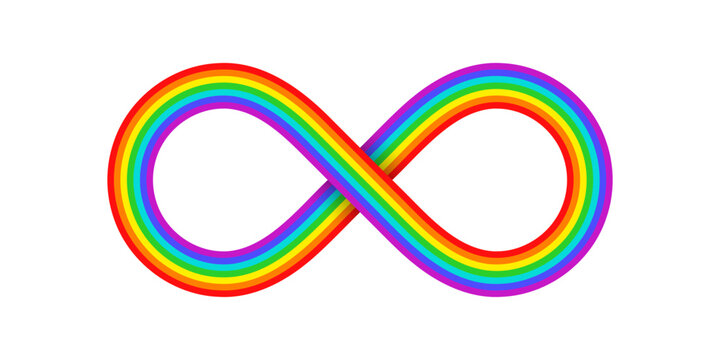 Rainbow stripe volume infinity symbol. Vector