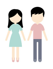 simple illustration woman and man in hand drawn style without background