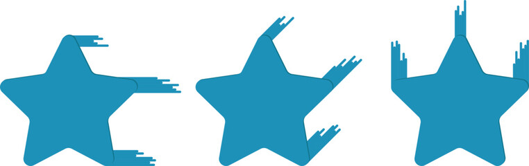 flying stars icons from the sky, simple blue stars