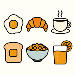 Breakfast spread Sunny side up croissant coffee