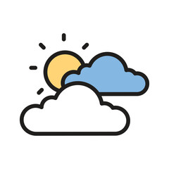 A sun peeking through clouds, representing partly cloudy weather vector design